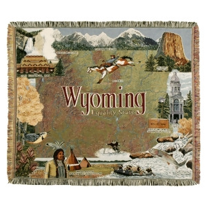 Rural Landscape State of Wyoming Woven Tapestry Afghan Throw Blanket 50 x 60 - All
