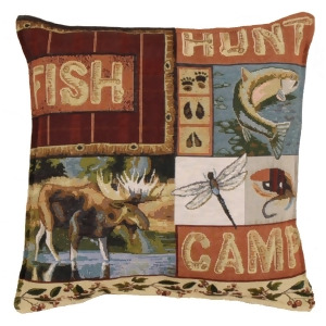 Set of 2 Rural Fish Hunt and Camp Square Decorative Tapestry Throw Pillows 17 - All