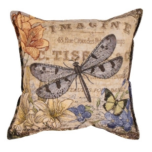 Set of 2 Vintage Style Dragonfly Square Decorative Tapestry Throw Pillows 17 - All