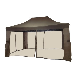 10' x 15' Two-Tone Brown Pop-Up Outdoor Garden Gazebo with Mosquito Net Screen - All