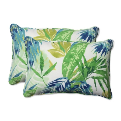 Set of 2 Blue and Green Caribbean Forest Outdoor Corded Throw Pillows 24.5