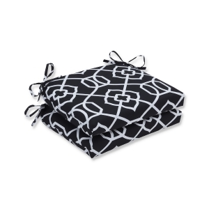 Set of 2 Black and White Graceful Lattice Outdoor Patio Squared Chair Cushion 18.5 - All