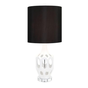 30 White Modern Cutout Table Lamp with Black Round Shade - All