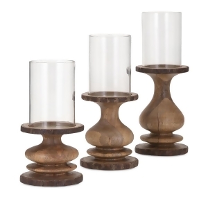 Set of 3 Navarro Wood Bark Candleholders - All