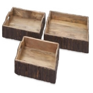Set of 3 Navarro Wood Bark Serving Trays - All