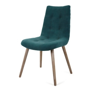32.75 Peacock Blue Accent Arm Chair with Oak Wood Legs - All