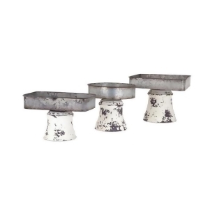 Set of 3 Distressed Substructure Metal Pedestal Trays 10 - All