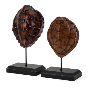 Set of 2 Rich Brown and Black Handcrafted Table Top Turtle Shell Decorations 14.5 - All