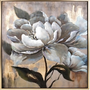 49.75 Silver and Nude Brown Hand Painted Peony Dreams Framed Oil Painting - All