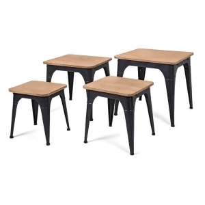 Set of 4 Black and Wood Square Nesting Display Tables 20.5 - All