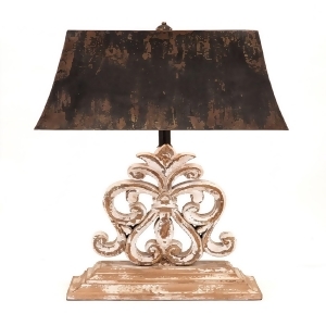 Brown and Beige Unique Architectural Distressed Finsinhed Wooden Table Lamp - All