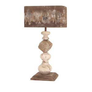 25 Brown and White Wooden Eclectic Table Lamp - All