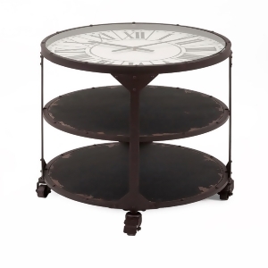 25 Chocolate Brown Endless Time Distressed Table with Roman Numerals Clock Top - All