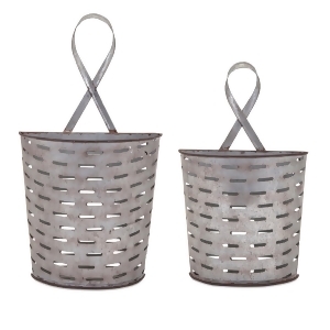 Set of 2 Silver Gray Distressed Iron Storage Baskets Wall Pockets 20.5 - All