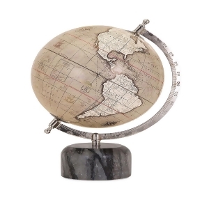 13 Tan and Ivory Terrestrial Equator Globe with Decorative Marble Base - All
