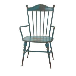 39 Distressed Teal Blue and Grey Brown Iron Arm Chair - All