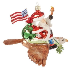6.5 Patriotic American Army Santa Claus Glass Christmas Ornament - All