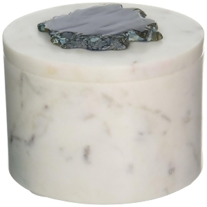 5 Functional Cylindrical Marble Box With A Decorative Agate Stone - All
