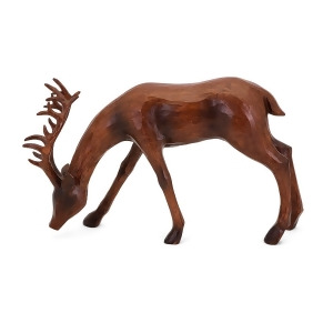 9.5 Natural Distressed Wood Decorative Grazing Reindeer Sculpture - All