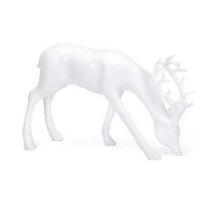 9.5 Classical Crisp White Decorative Grazing Reindeer Sculpture - All