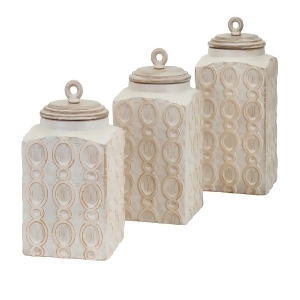 Set of 3 Lovely Loops Cream Distressed Finish Stylish Storage Canisters 11 - All