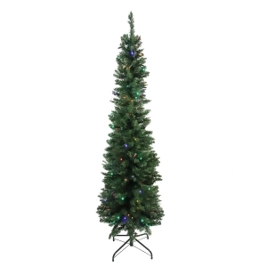 6' x 21 Pre-Lit Northern Balsam Fir Pencil Artificial Christmas Tree Multi Led Lights - All