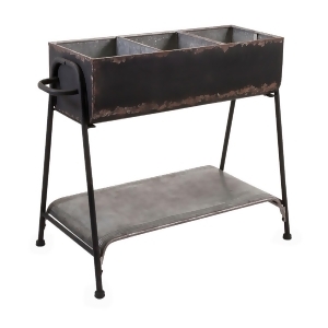 39.75 Black and Gray Distressed Finish Decorative Farm Trough Tray with Stand - All