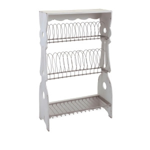 22 x 38 Olde Country Porch Wooden Weathered White Plate Rack - All