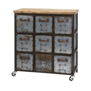 32.5H x 30W x 15.5D Martin 9-Drawer Wrought Iron Rolling Cabinet - All