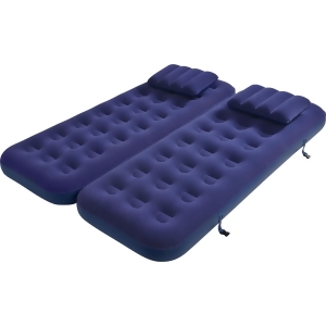 75 Navy Blue 3 in 1 Inflatable Flocked Air Mattress with Pillows - All
