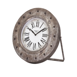 11.5 White and Black Distressed Iron Back in Time Galvanized Desk Clock - All