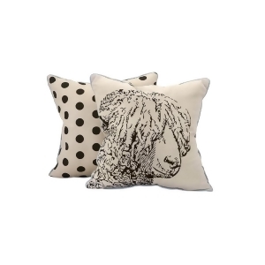 Set of Two Jamaica Me Wanna Sheep Cream White and Onyx Black Corded Throw Pillow 15 - All