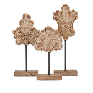 Set of 3 Aingeal Floral Sculptures on Wooden and Iron Stands - All