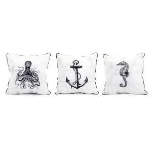 Set of 3 Black and White Nautical Decorative Throw Pillow19.5 - All