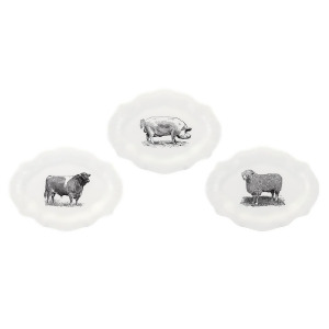 Set of 3 Black and White Farm House Style Ceramic Plates 13.5 - All