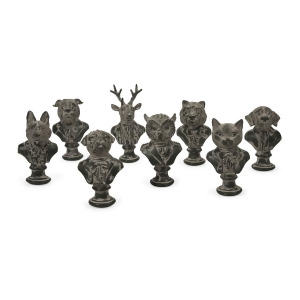 Set of 8 Antique and Rustic Suited Animal Decorative Sculptures 8 - All