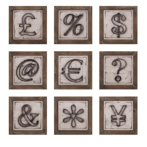 Set of 9 Rustic Assorted Font Special Characters Symbols Wall Decor 16 - All