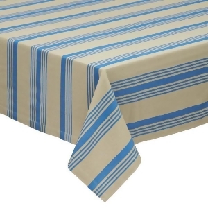 Decorative Blue and Beige Sailor Stripe Rectangular Cotton Tablecloth 60 X 84 - All
