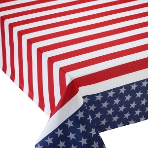 Decorative Red and Blue Rectangular Stars Stripes Jacquard Tablecloth 60 x 84 - All