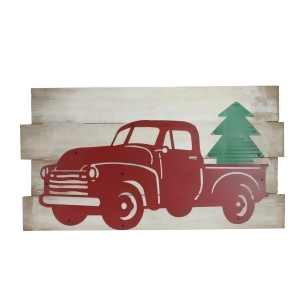 28 Rustic Wood and Metal Red Truck Carrying Tree Wall Art - All