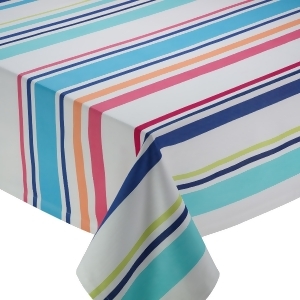 Decorative Elegant Blue and Pink Beachy Keen Stripe Tablecloth 52x 52 - All