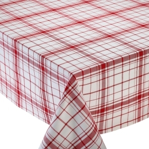 Decorative Elegant Red and White Down Home Plaid Tablecloth 70 Round - All