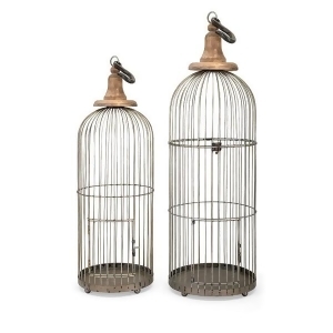 Set of 2 Taupe Gray Metal Lenore Bird Cages 38 - All