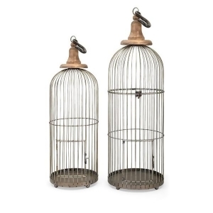 Set of 2 Taupe Gray Metal Lenore Bird Cages 38 - All