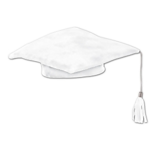 Club Pack of 12 White Plush Graduation Cap Costume Accessories 10 - All