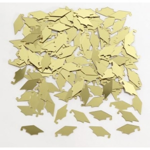 Club Pack of 12 Yellow Gold Mortarboard Cap Hat Shaped Graduation Day Party Confetti Bags 0.5 oz. - All