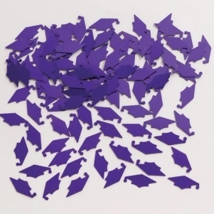 Club Pack of 12 Purple Mortarboard Cap Hat Shaped Graduation Day Celebration Confetti Bags 0.5 oz. - All