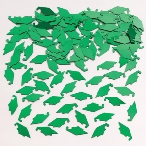 Club Pack of 12 Emerald Green Mortarboard Cap Hat Shaped Graduation Day Party Confetti Bags 0.5 oz. - All