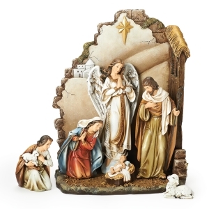 7-Piece Joseph's Studio Nativity with Back Wall Christmas Table Top Decoration 12 - All