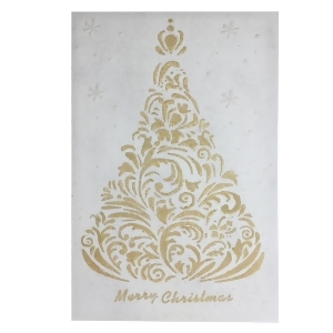 24 Gilded White Christmas Gold Glittered Christmas Tree Hanging Canvas Wall Art - All